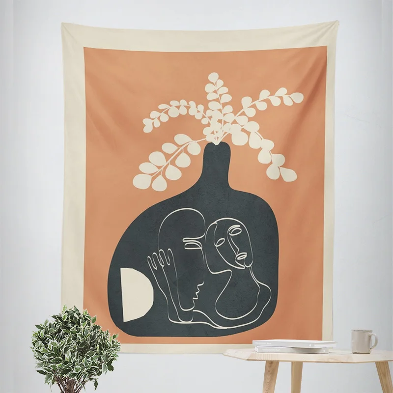 

Абстрактный гобелен с иллюстрацией растений Morandi Ins Style, декоративная ткань для спальни, кафе, художественный фон, настенная ткань 150X200 см