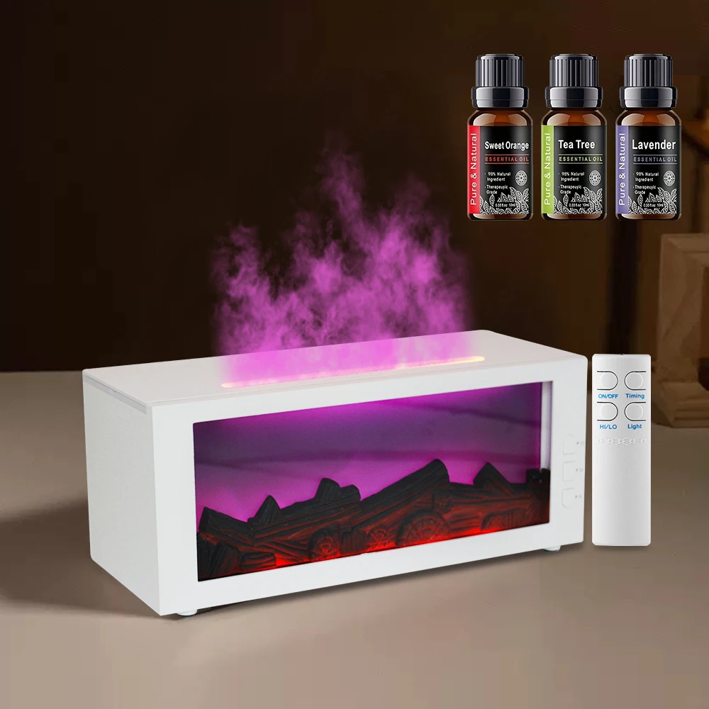 

Ultra-Quiet 300ml Fireplace Aroma Diffuser with Remote & Timer, Essential Oil Humidifier for Home, Office & Yoga Relaxation