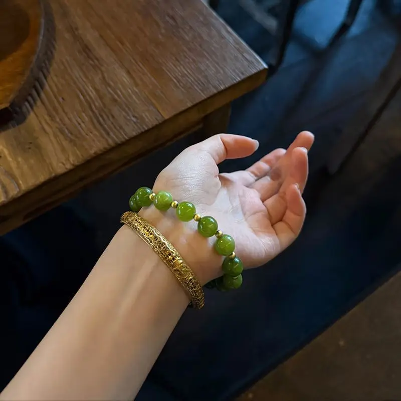 New Chinese Style White Olive Beaded Bracelet Summer Green Elegant Fine Jewelry High Beauty Value Wrist Mori Hand String Women's