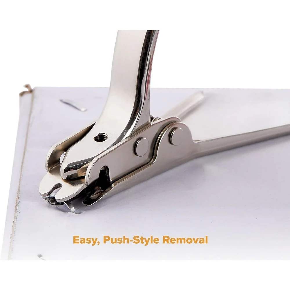Office Heavy Duty & Carton Staple Remover, Built in Staple Shield, Wear- Resistant Nickle Plated Finish Chrome