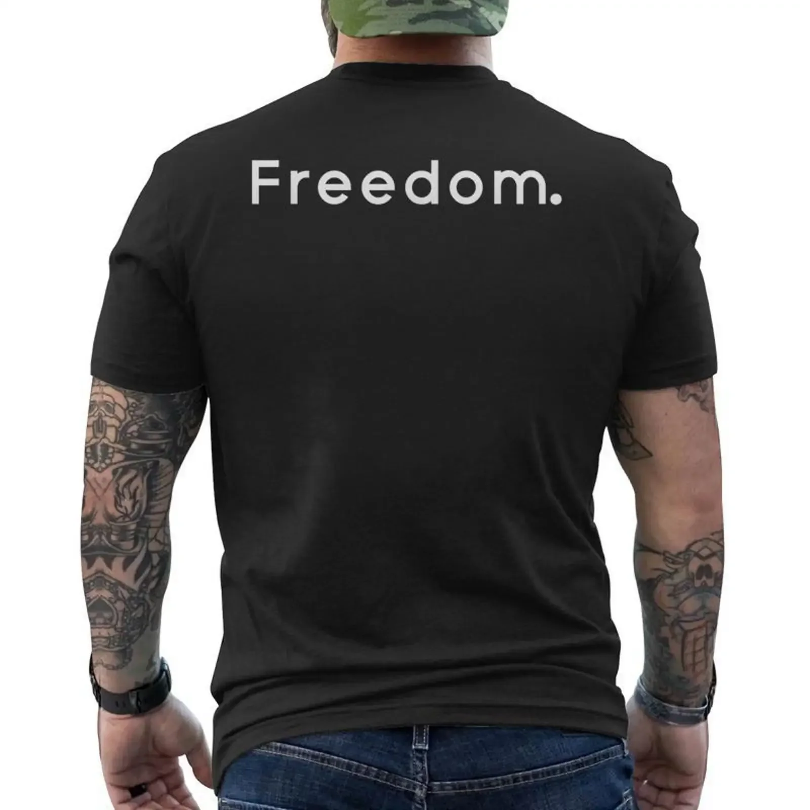 Liberté Minimaliste imple Texte Blanc T shirt imprimé au dos Cadeauxyz vintage Washed Stretched Breathable Comfortable