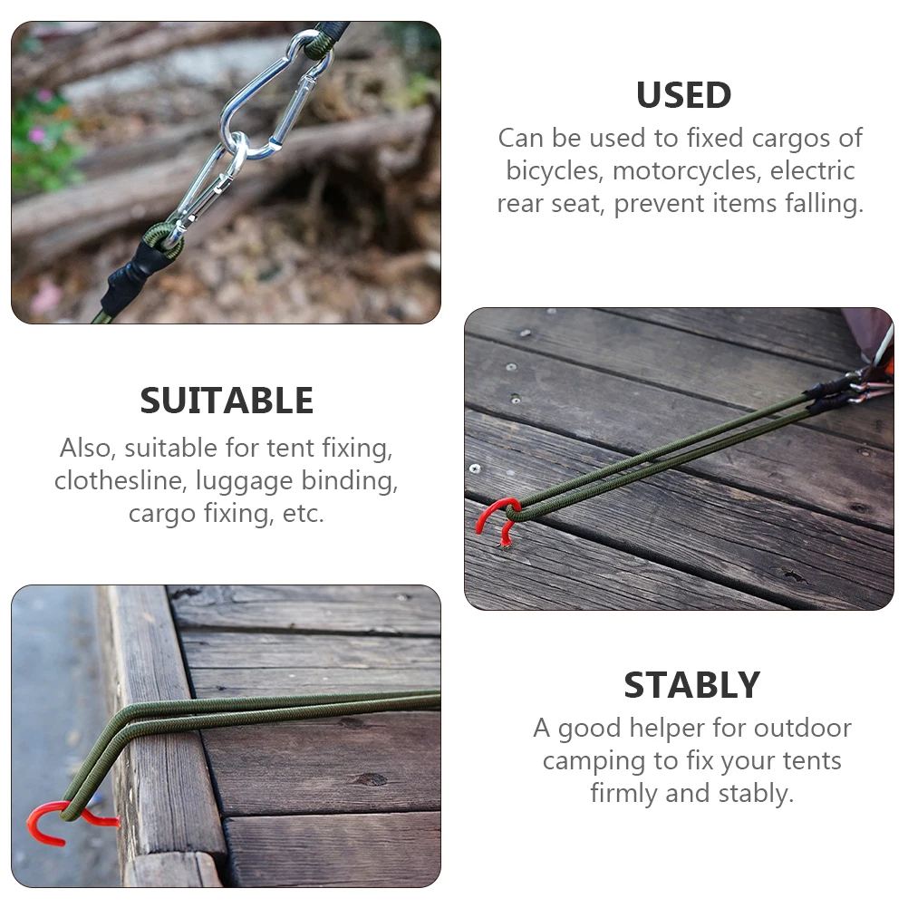 

Bungee Cords Elastic Straps Tent Lanyard Luggage for Suitcases Outdoor with Hooks Individual