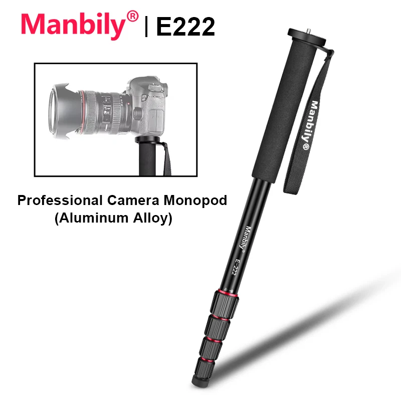 Manbily E222 Professional Camera Monopod Aluminum 165CM Walking Stick for Canon Nikon DSLR Gopro Lightweight Load 7kg