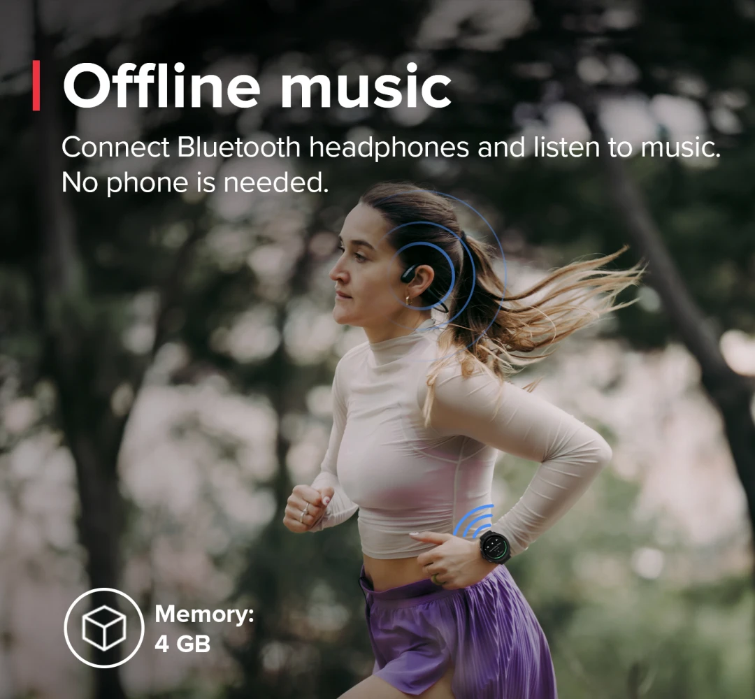 SUUNTO Run Sports Watch 1.32 "AMOLED Touchscreen com botão de coroa 12 dias de vida útil da bateria Pulso Rato cardíaco Sono Rastreamento de saúde