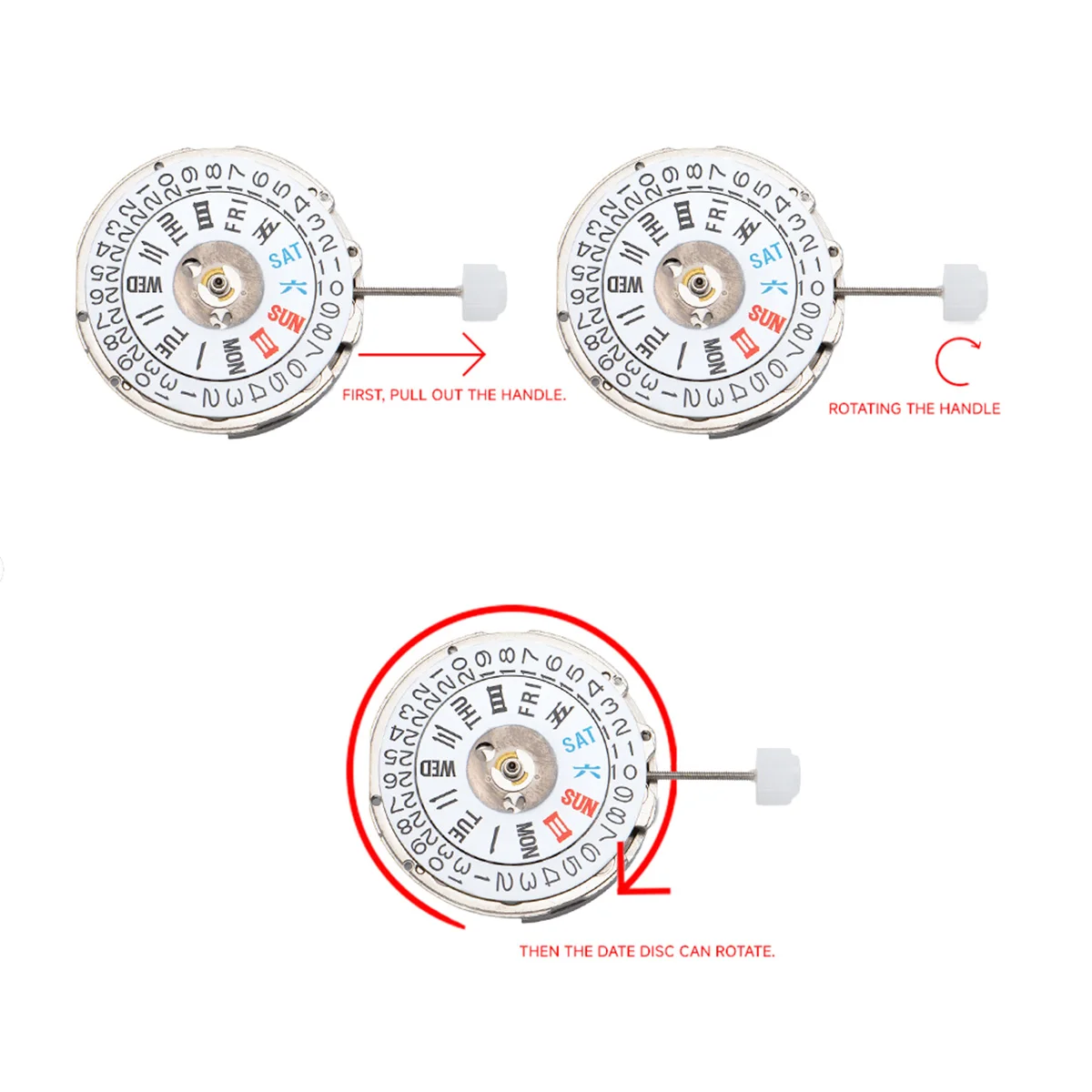 حركة ساعة ميكانيكية أوتوماتيكية لحركة NH36 تقويم مزدوج 3 أيدي حركة ساعة ذاتية الملء استبدال أجزاء الملحقات