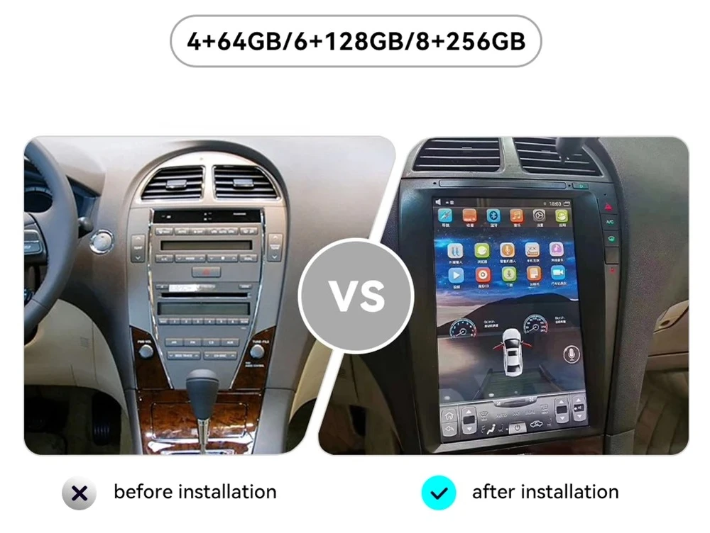 12.8 Inch Carplay for ES 2006-2012 Machine Wide Screen Multimedia Player Manual Smart GPS Navigation Car Radio Head Unit