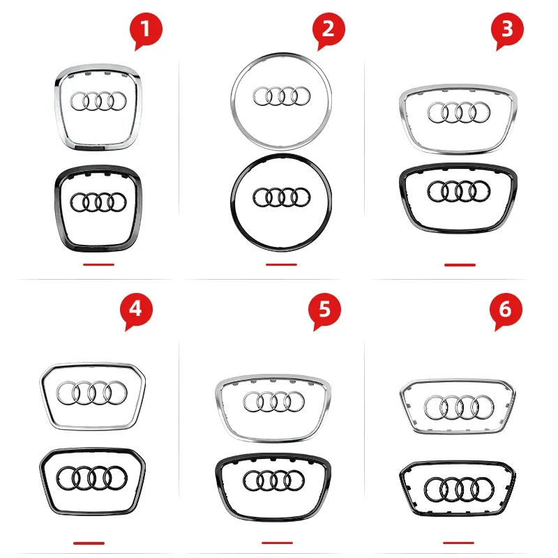 Naklejka na kierownicę do samochodu Audi A6L A3 A4 A5 A6 A7 A8 Q3 Q5 Q7 Q7 Q8 TT S5 S7 S8 RS7 RS6 emblemat zastąpił Logo akcesoria samochodowe