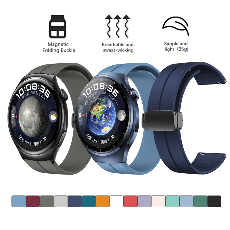 Magnetic Silicone Strap for Huawei Watch3 3pro Watchband Soft Sport Band for Huawei Watch4/4 Pro/GT2 46MM/GT Runner/GT3 SE/GT 2E