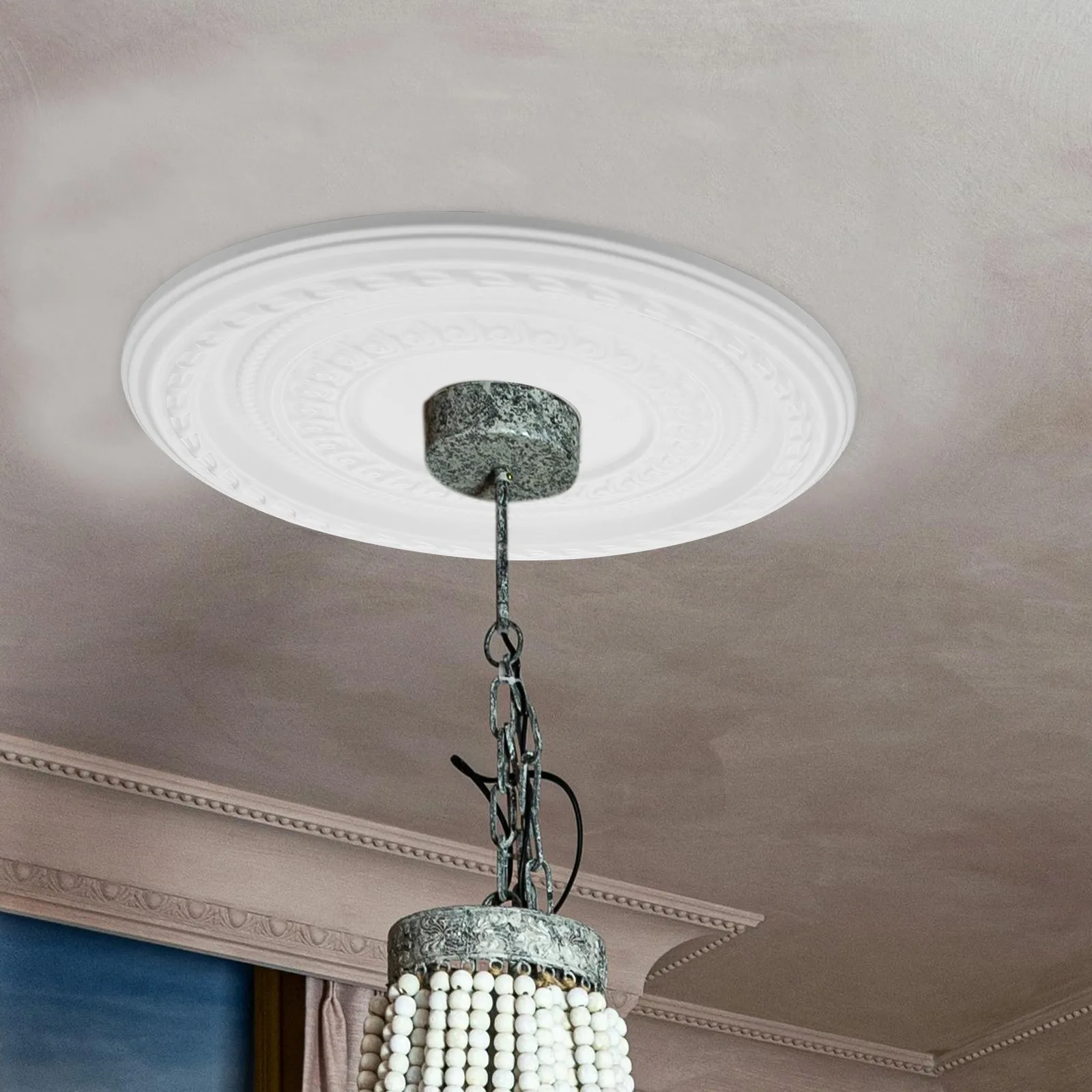 

Crystal Lamp Chandelier Medallion 41CM White Plastic PU Ceiling Light Cover Plate for Home Office Modern Style Decorative Disc