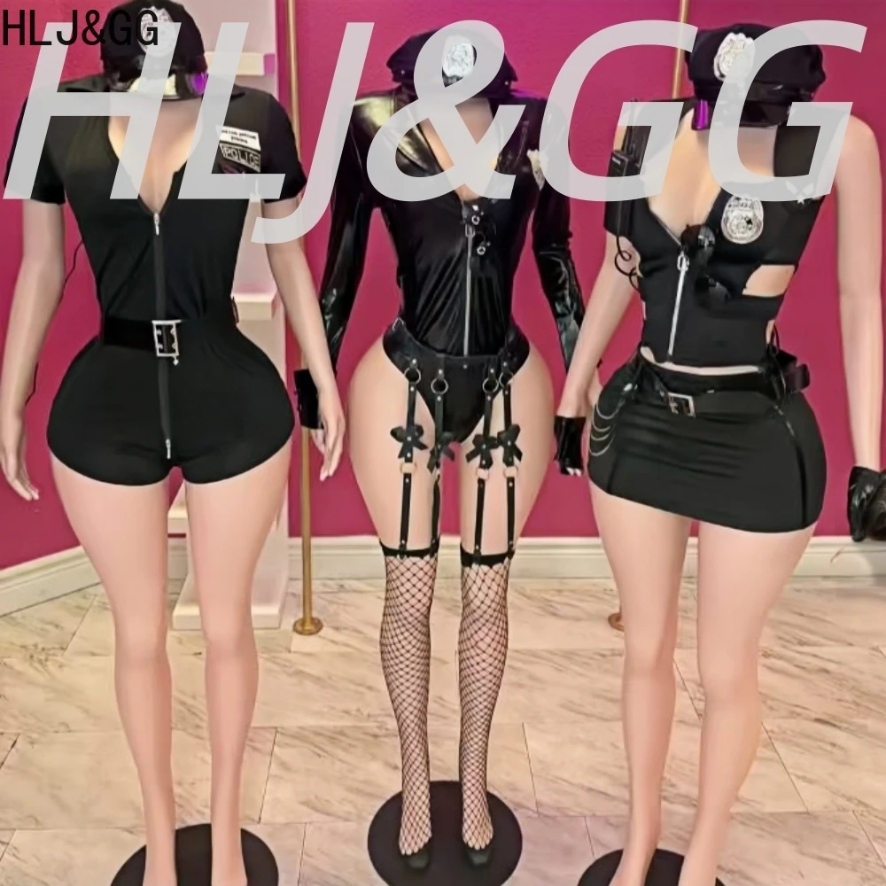 

HLJ&GG Sexy Cosplay Officer Outfits Clubwear Carnival Halloween Cosplay Fancy Party Dress Female Uniform Temptation Blue Fashion