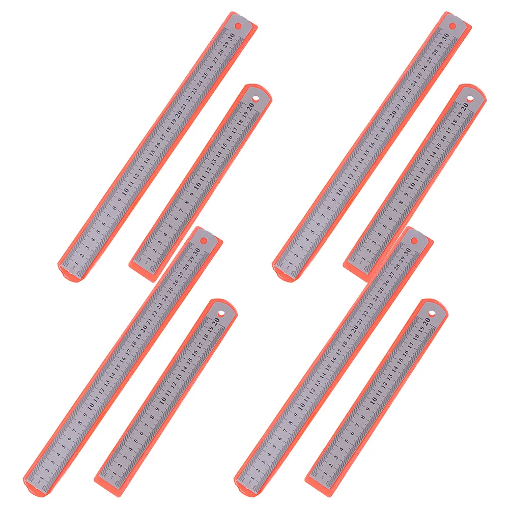 8PCS Edelstahl Gerade Lineal Doppelseitiges Messlineal Briefpapier für Nähen Messung Schule