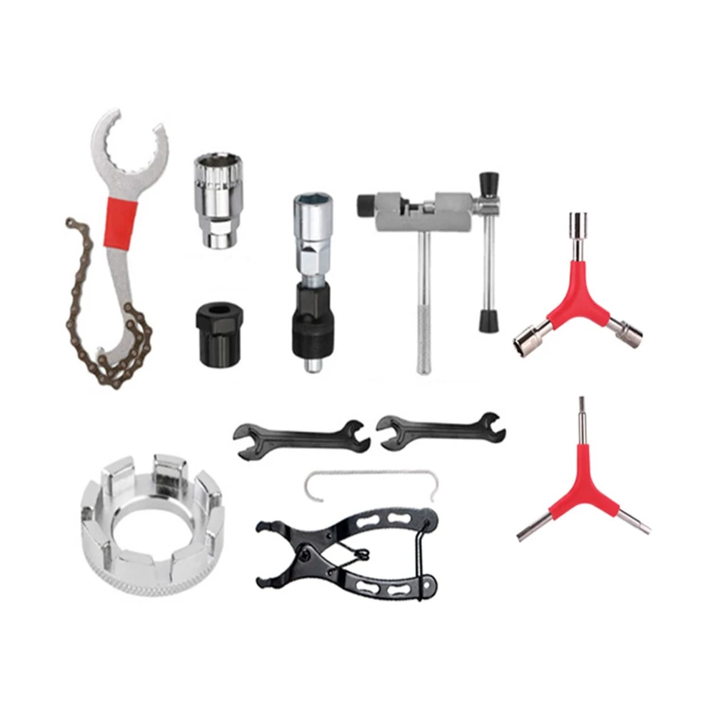 Bike Repair Tool with Chain Riveter Tire Levers Crank Puller Freewheel Remover Link PliersBottom bracket Freewheel Removal Tool