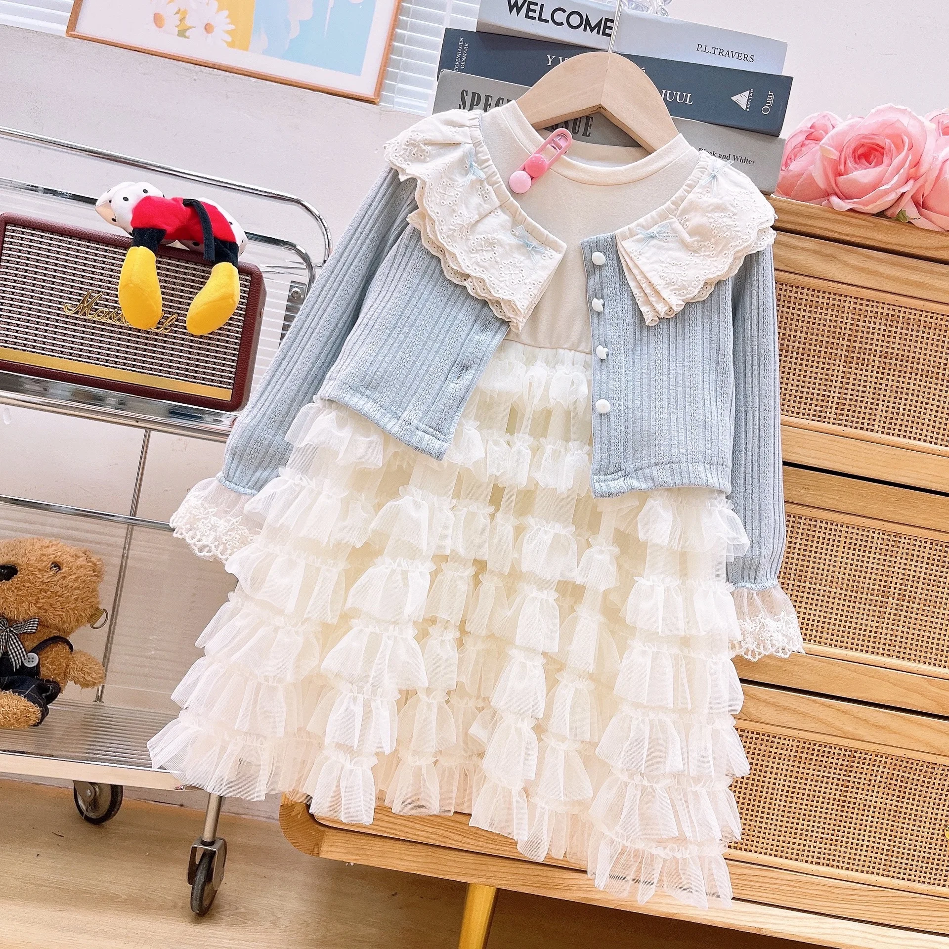 Spring Autumn Style 2PCS SETS Adorable kids' sets and outfits for Little Sweet Girls Clothes Solid Color Pants Set