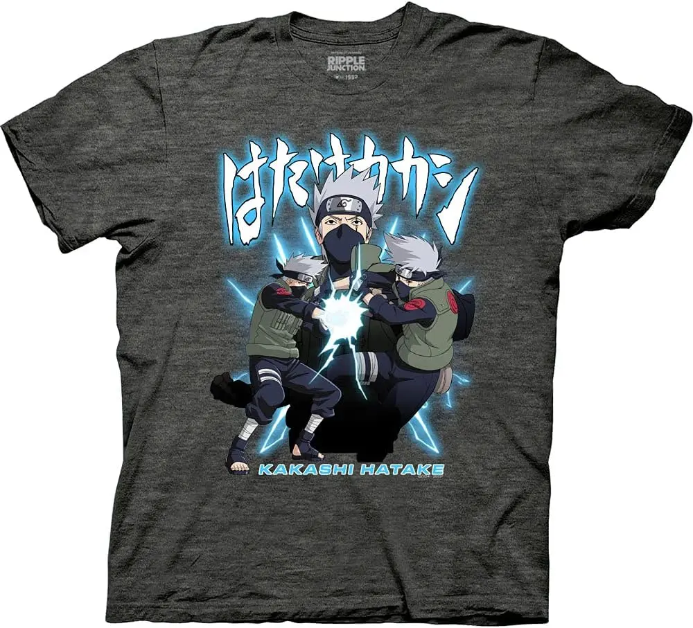 Naruto Shippuden Men's Short Sleeve T-Shirt Kakashi Hatake Lightning Cutter Chidori Officially Licensed