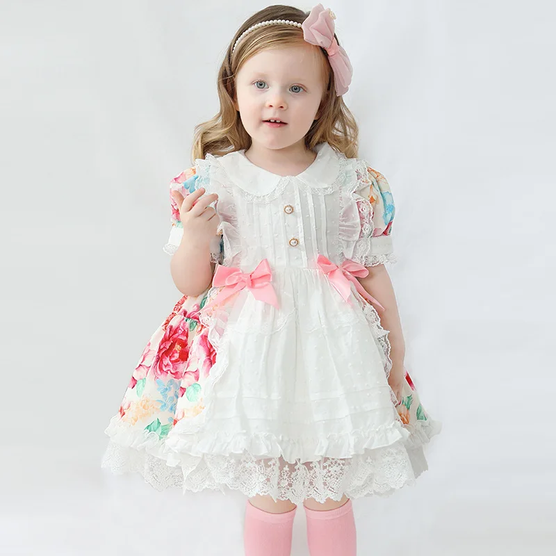 Bubble Skirt Tutu Lolita Floral New Toddler Girl Dresses Baby Summer Dress Kids Girls Soft Cotton Princess Dress Clothes Vestido