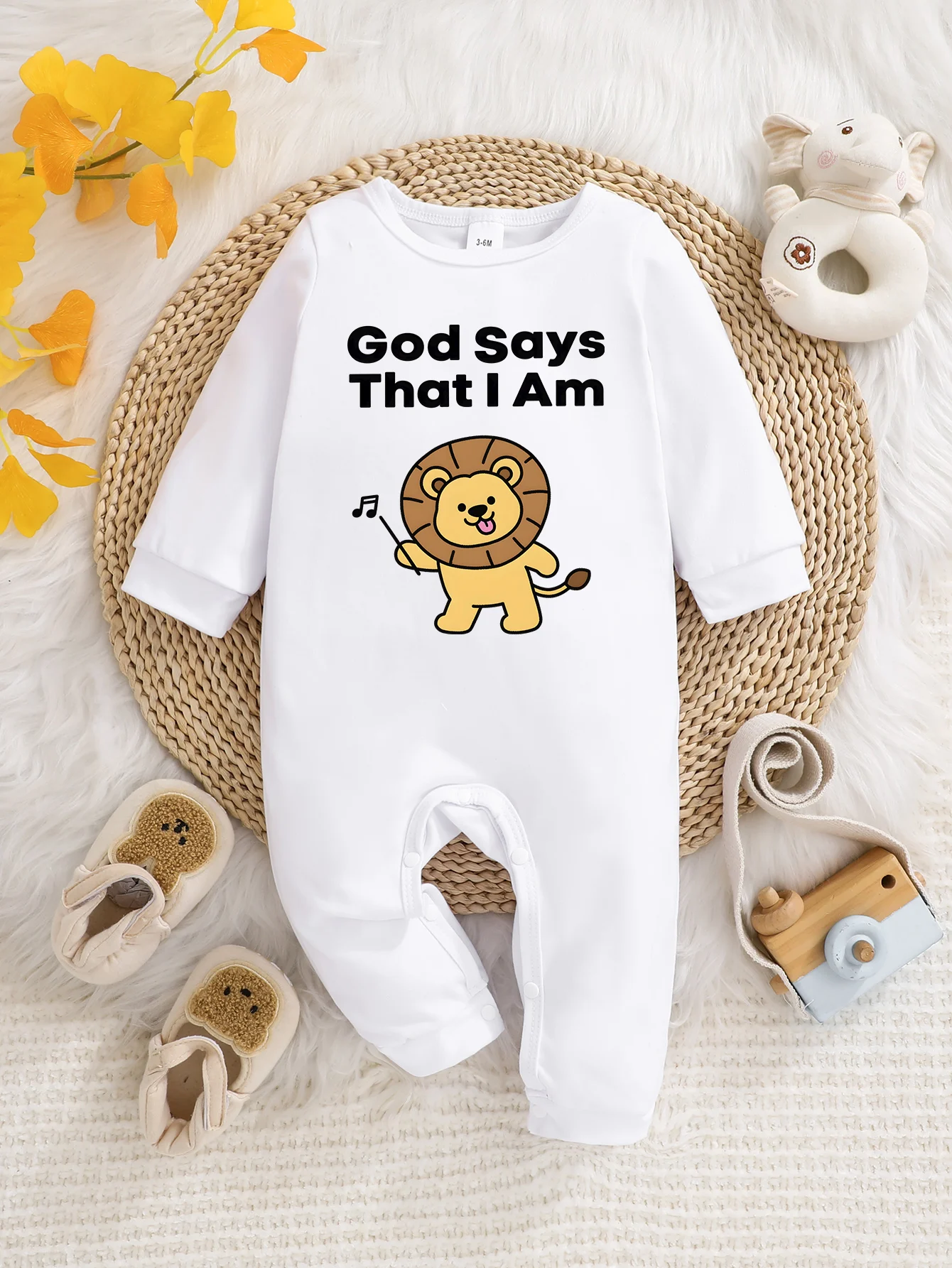 

[Официально лицензировано] Комбинезон с длинными рукавами Disney Lion Baby, мягкая и легкая в уходе ткань