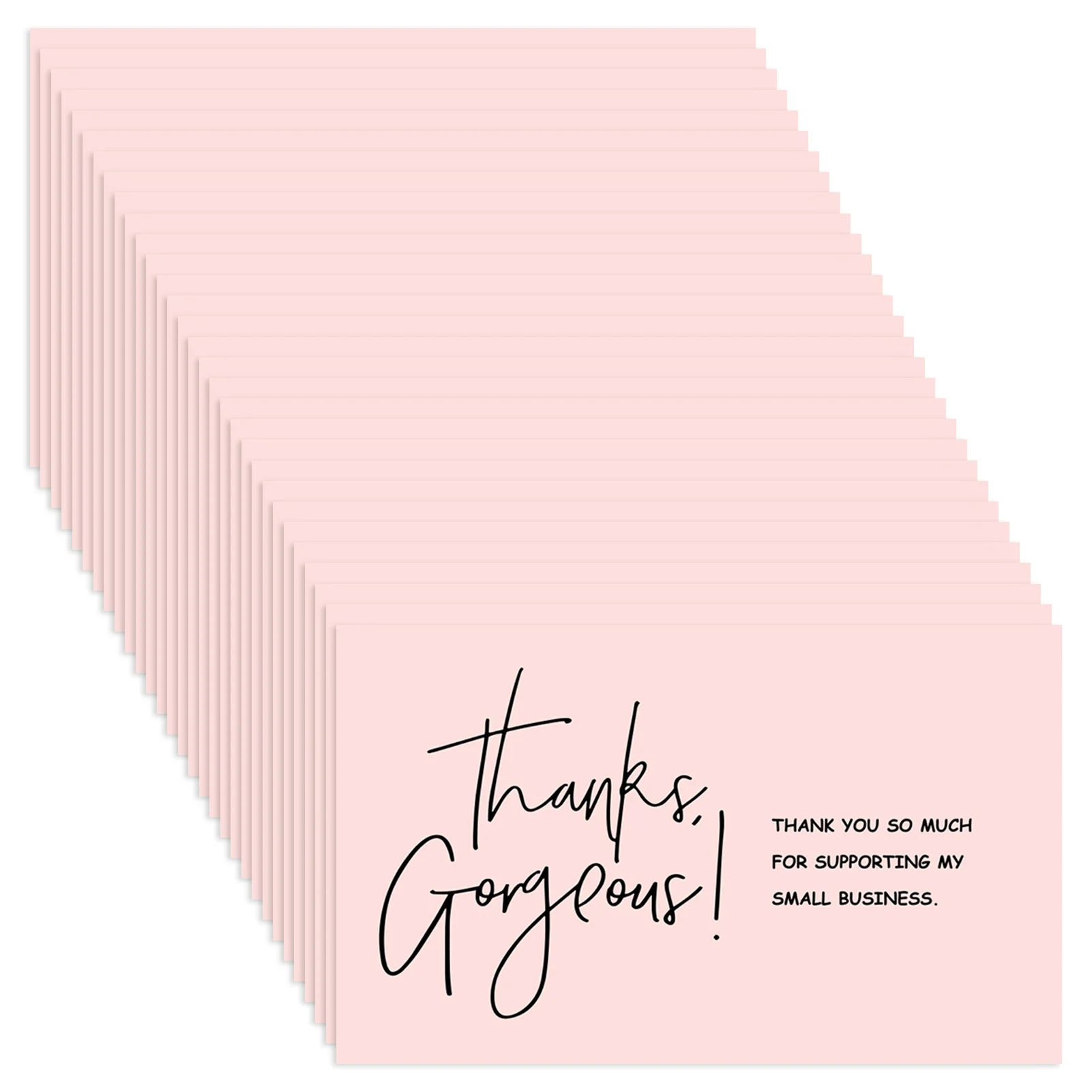 30 Buah/Pak Kartu Ucapan Terima Kasih Merah Muda untuk Mendukung Dekorasi Paket Bisnis Kartu Buatan Tangan dengan Cinta untuk Penjual Diterapkan