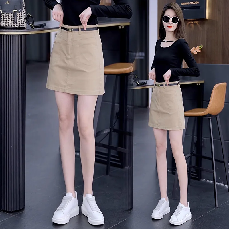 

Denim Midi Skirt for Women, Autumn Versatile Slimming A-Line Skirt, Petite Bodycon Casual Short Skirt