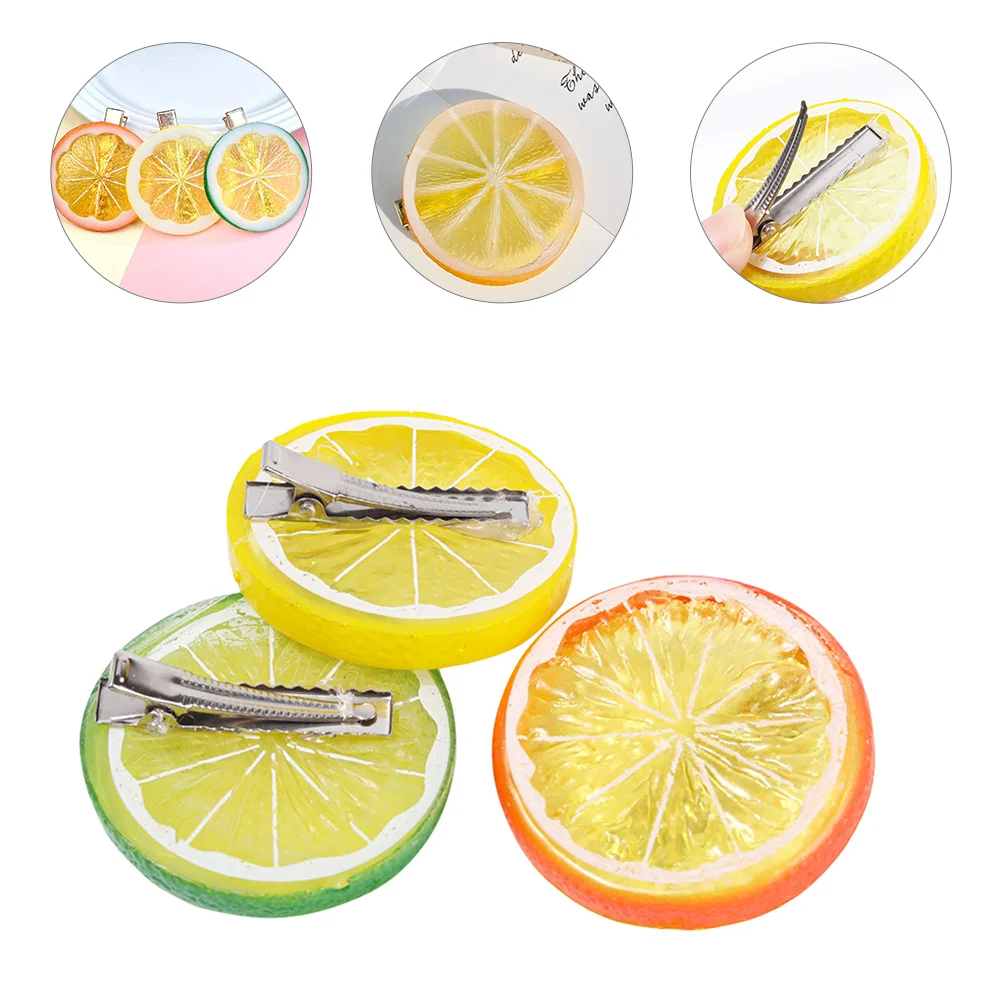 

3 Pcs Candy Simulation Lemon Hair Clip Child Kids Accessories for Girls Barrettes Plastic Funny Clips