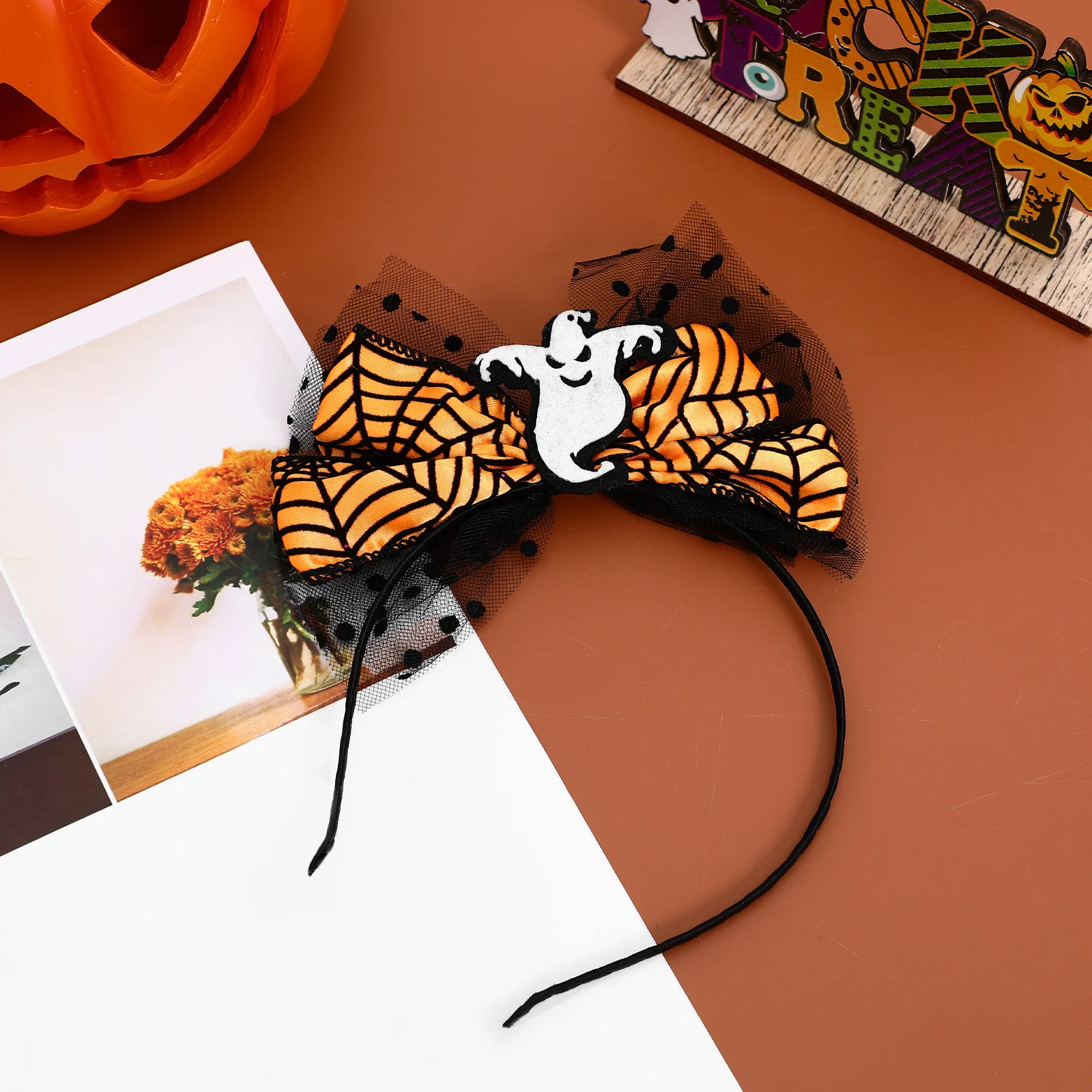 

Halloween Headband Bow Design Elastic Fit Party Headdress Halloween Hair Accessories Costume Props Decoration Hat Headband