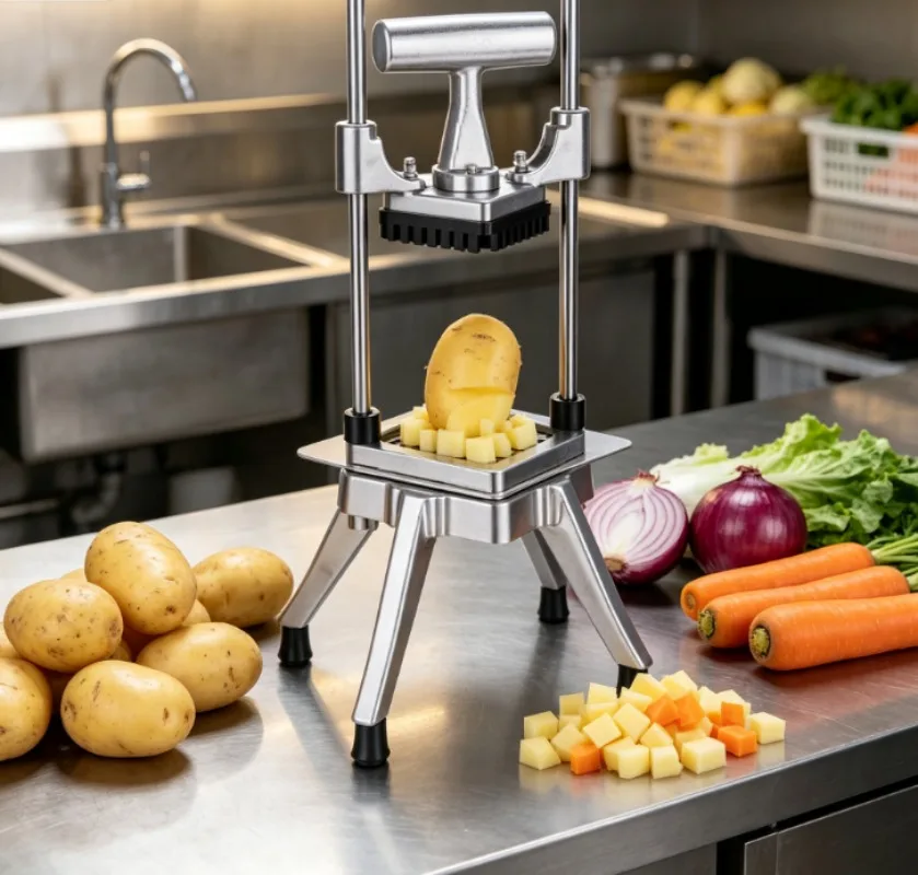 Commercial Vegetable Dicing Machine, Efficient Cube Cutting Tool for Cucumber Radish and Various Vegetables, Kitchen Food