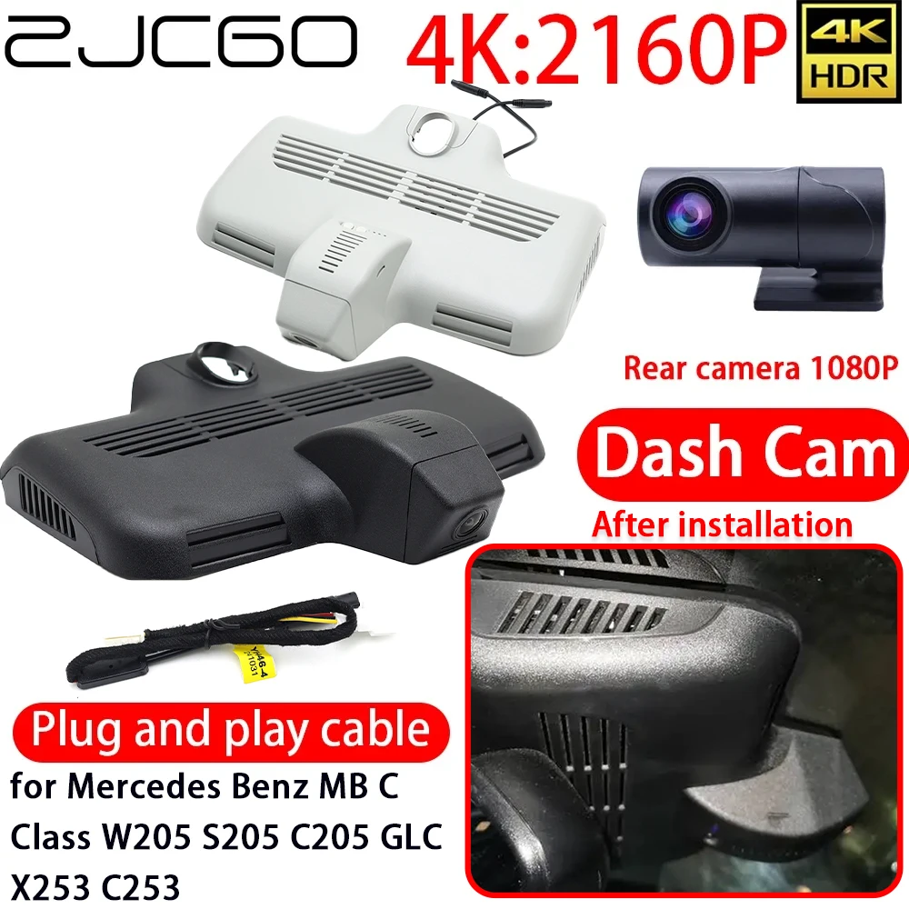 ZJCGO para Mercedes Benz Clase C W205 S205 C205 GLC X253 C253, Cámara para Auto 4K DVR con Wifi, Lente Sony, Grabación y Monitoreo 24h