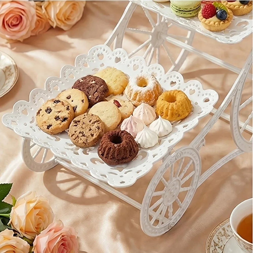 

Desktop Holder White Plastic Cake Stand Multi-Tiered Bicycle Model Fruit Plate European Style Wedding Display Rack Afternoon Tea