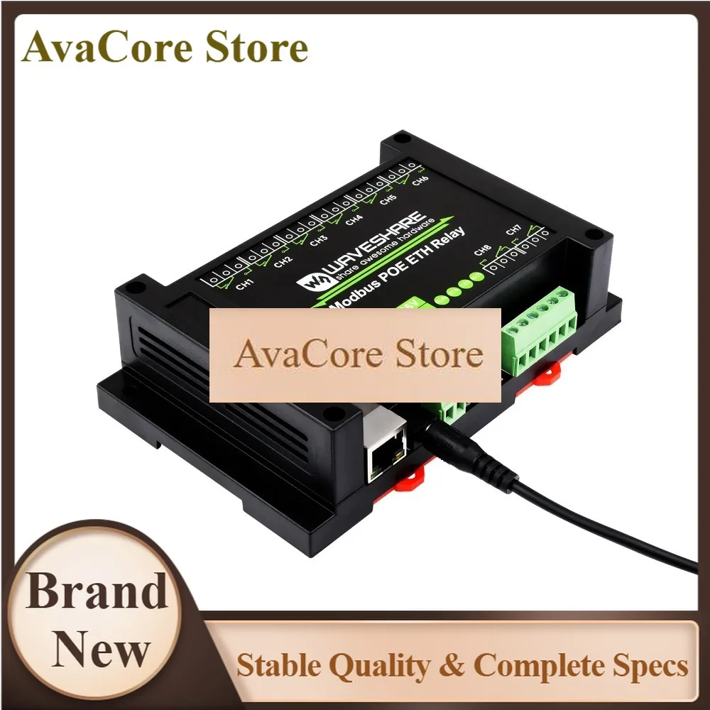 AvaCoreWaveshare 8-ch Ethernet Relay Module, Modbus RTU/Modbus TCP Protocol, PoE Port Communication, Compatible With Raspberry P