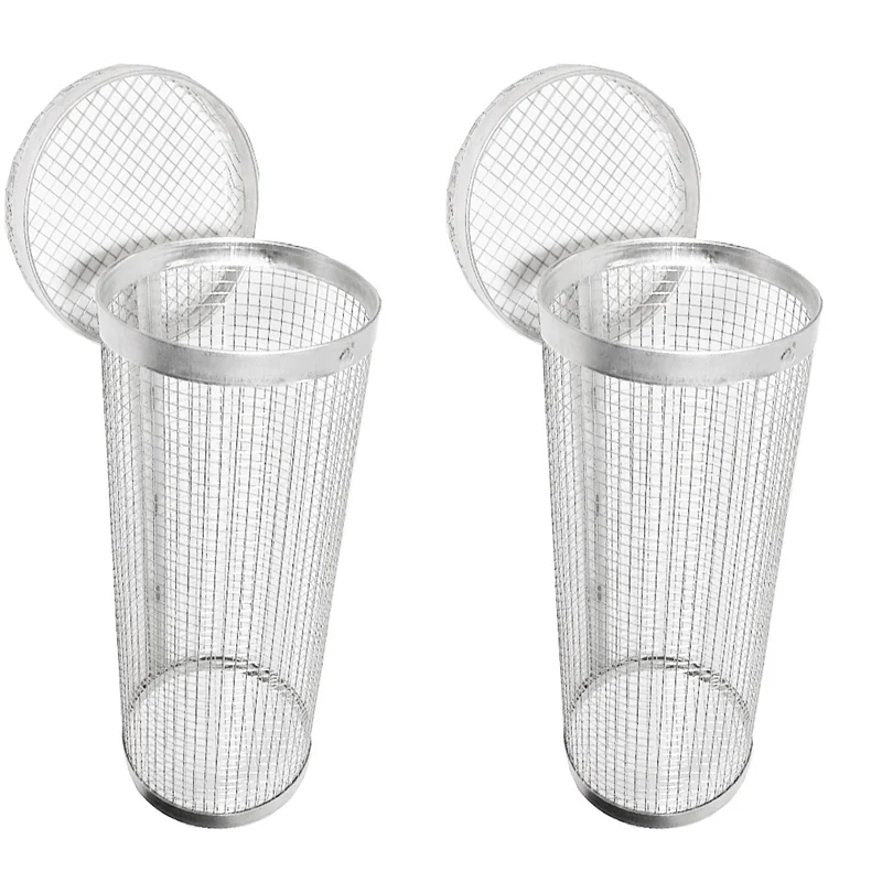 

2Piece Rolling Grill Basket Stainless Steel Wire Mesh Cylinder Grilling Basket For Grill-B61B