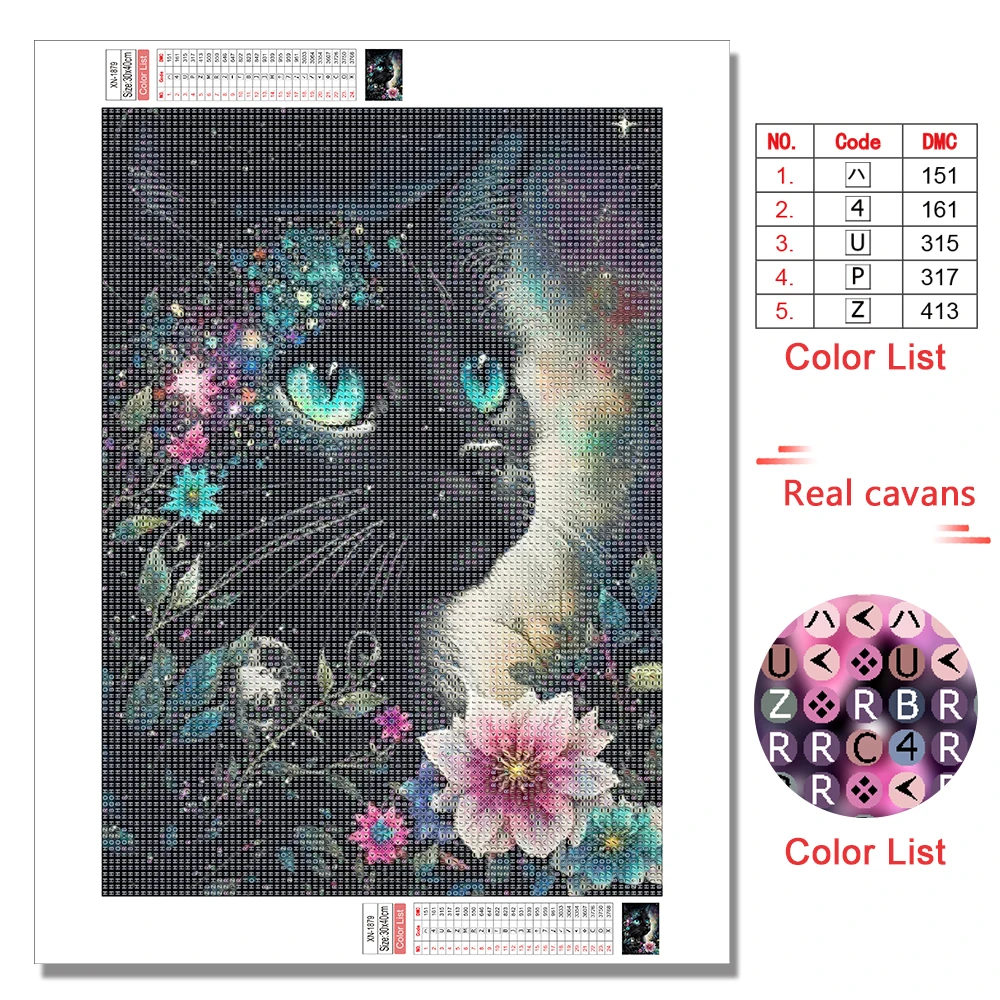 MomoArt Diamond Painting Black Cat Mosaic Animal New Arrival DIY Flower Picture Rhinestones Embroidery Handicraft