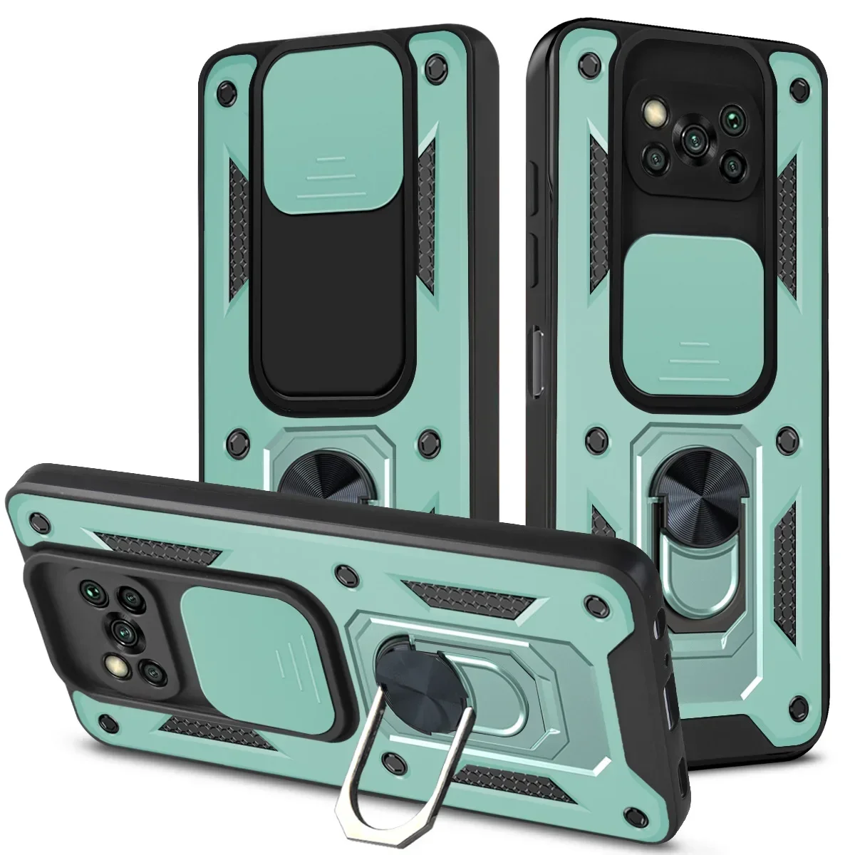 for Xiaomi POCO X3 Pro Case Cover for POCO X3 NFC Camera Lens Protective Armor Shockproof Magnetic Holder Ring Case Capa