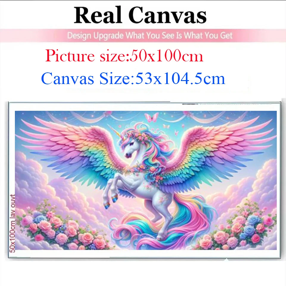 Pink Winged Unicorn Diamond Painting New 2024 Diy Square Round Diamond Mosaic Cross Embroidery Kit Horse Animal Home Decoration