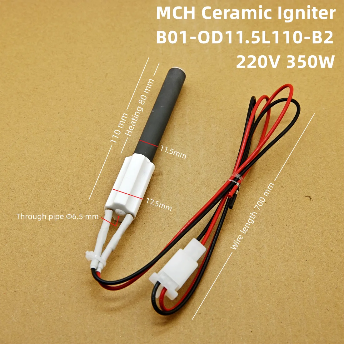 Electronic ceramic Igniter 220V 350W  wood chip particle oven ignition rod, biofuel heater kitchen accessories oven ignition rod