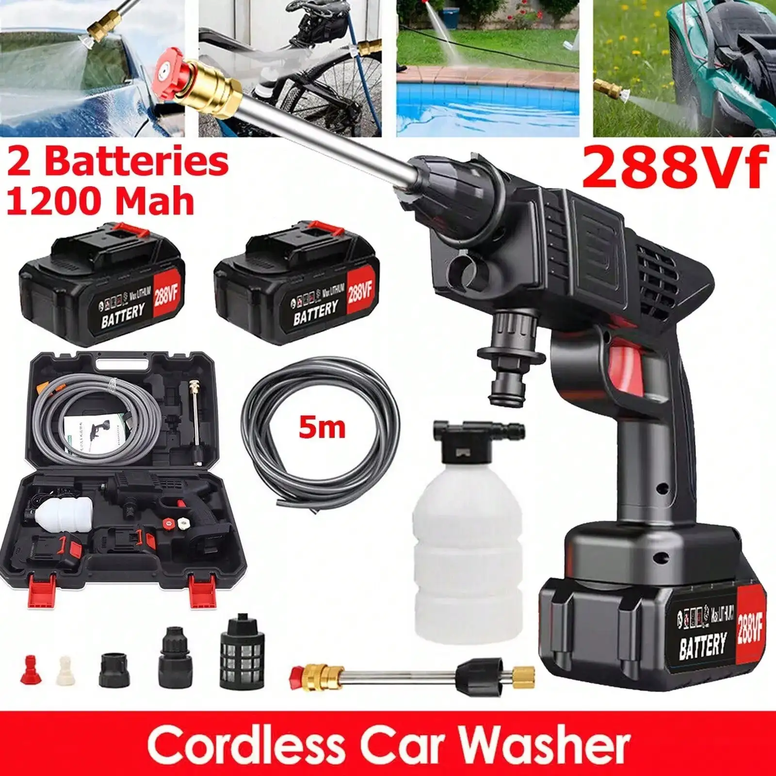 

Handheld cordless high pressure washer delivers strong cleaning power. Light portable design easy to grip and operate, perfect for washing car surface and daily outdoor stains. Practical electric cleaning tool brings convenient washing experience anytime