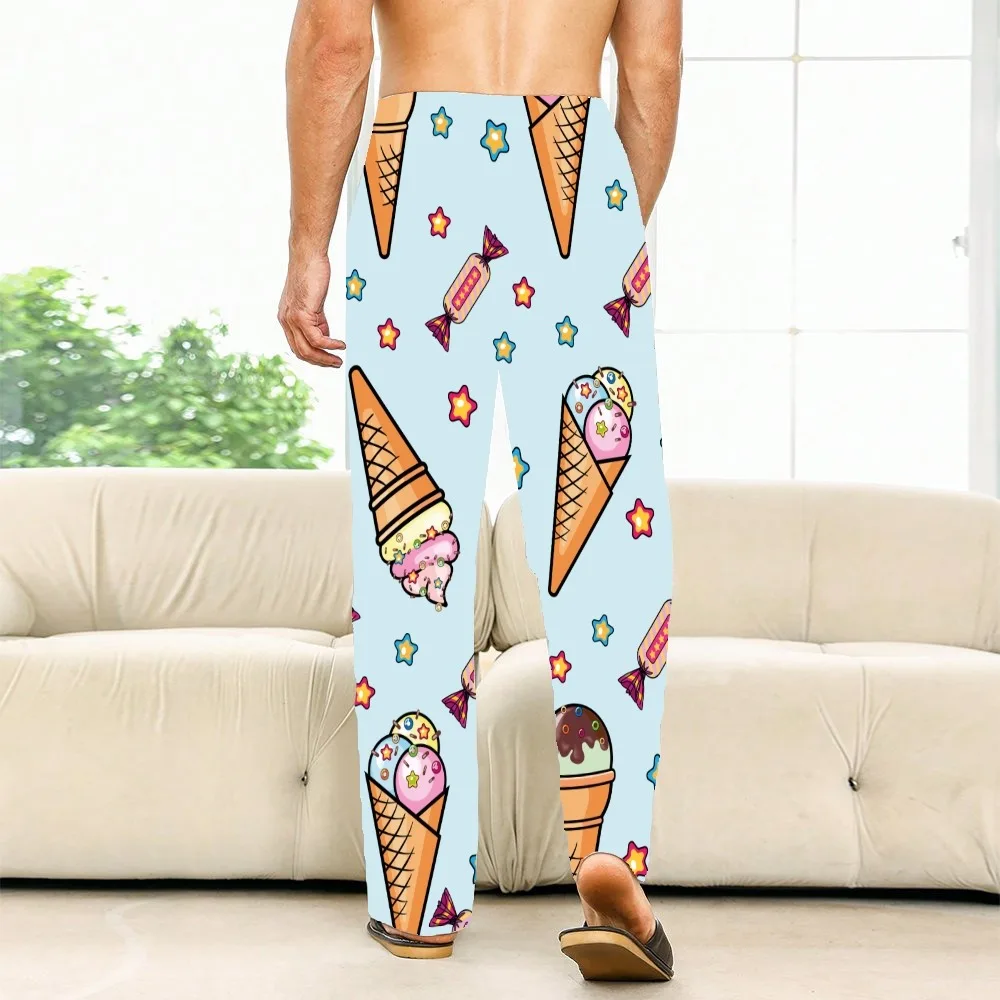 Ice Cream Pattern Cute Pajama Pants Mens Womens Lounge Pants Super Soft Unisex Sleep Pajama Bottoms with Pockets Drawstring