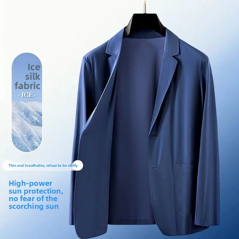 Summer Lightweight Sun Protection Blazer for Men - Stylish, Breathable, Casual, Icy Sensation, Lightweight, Silky Elastic Blazer