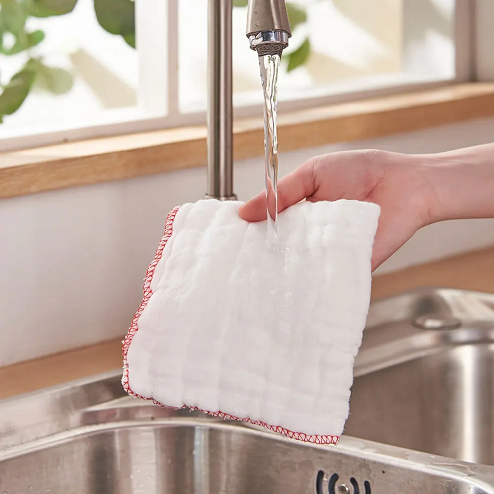 

6pcs Cleaning Cloths Thick 12-Layer Muslin Cotton Reusable Kitchen Sponge Dish Rags For Drying Dishes Wiping Counters Scrubbing
