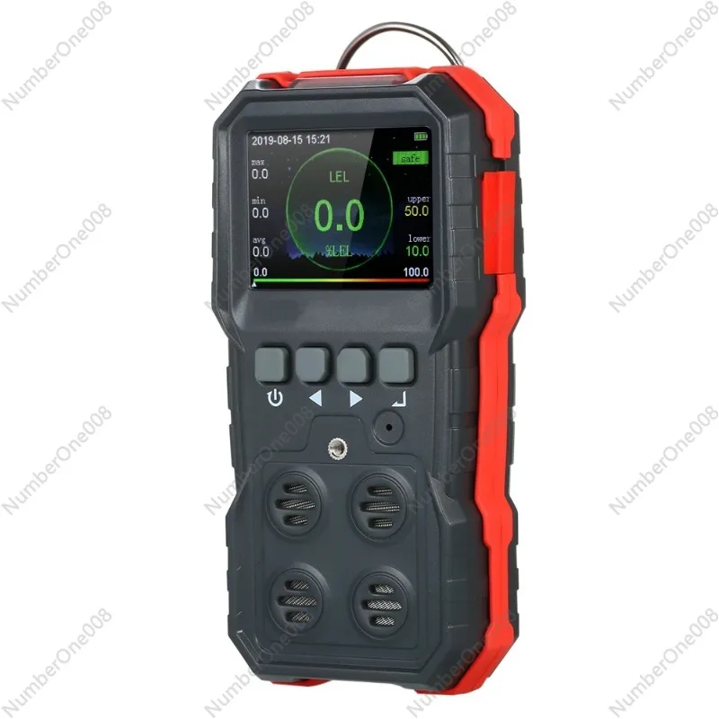 

Industrial 4 in 1 Gas Detector Carbon Monoxide Oxygen Combustible Gas H2S Tester 120000 Data Logging Sound Light Vibration Alarm