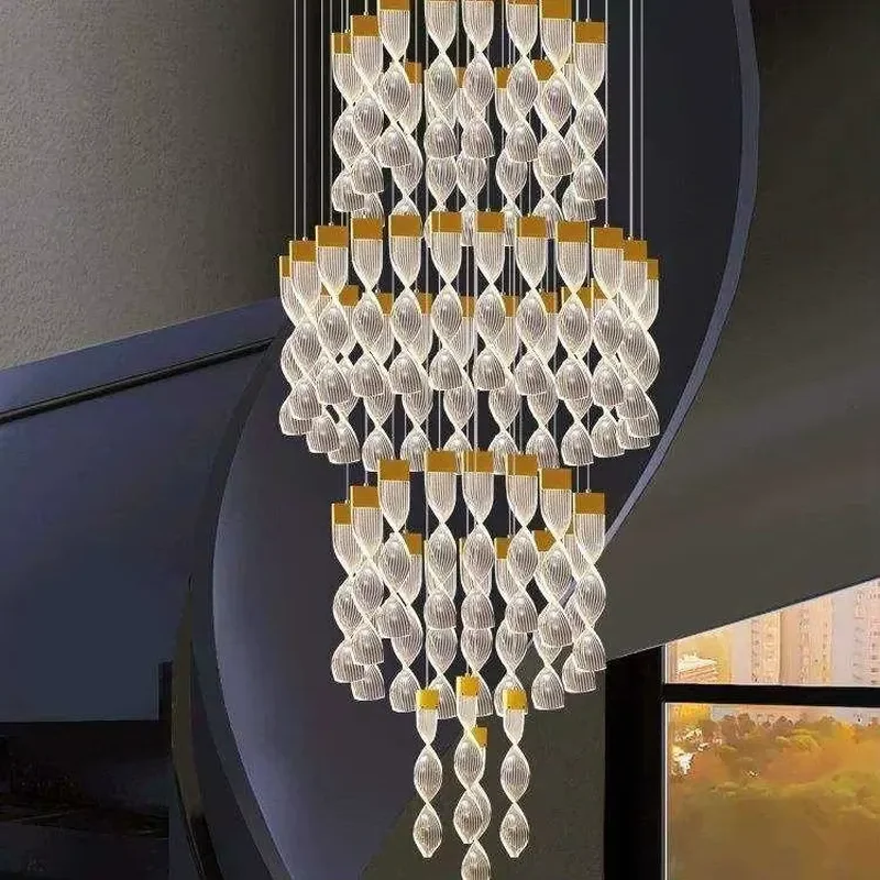 Luxury Crystal Chandelier Adjustable Height LED Lighting for Wedding Banquet Auditorium Stairs Restaurant Long Medium Design