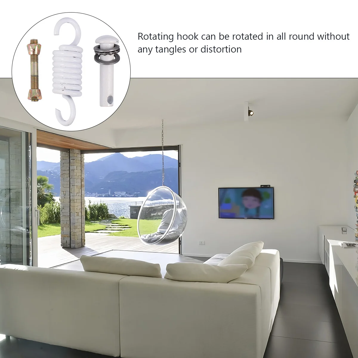 

1Set Hammock Replacement Parts Spring Buckle Hook for Swing Seats Garden Egg Chair and Home Hoisting Decorations