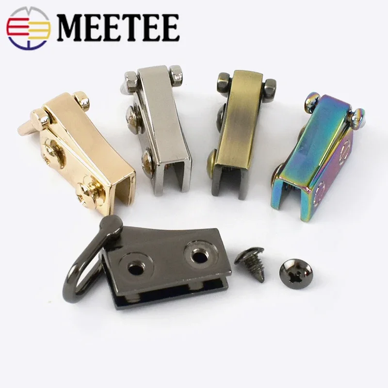 Meetee 2/6/10pairs 20X10mm Bag Metal Ear Shoulder Strap Hang Buckle Side Clasp Hook DIY D Ring Hooks Luggage Accessory F1-25