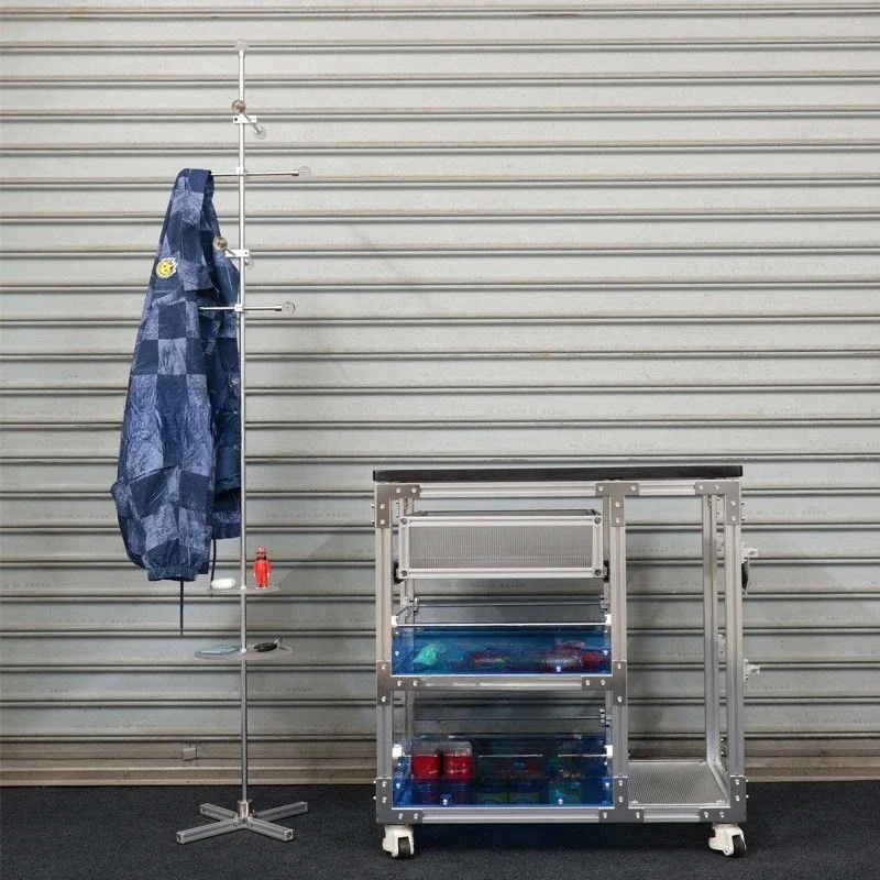 Optical axis floor coat rack Antique stainless steel floor aluminum profile rack Living room bedroom hanger