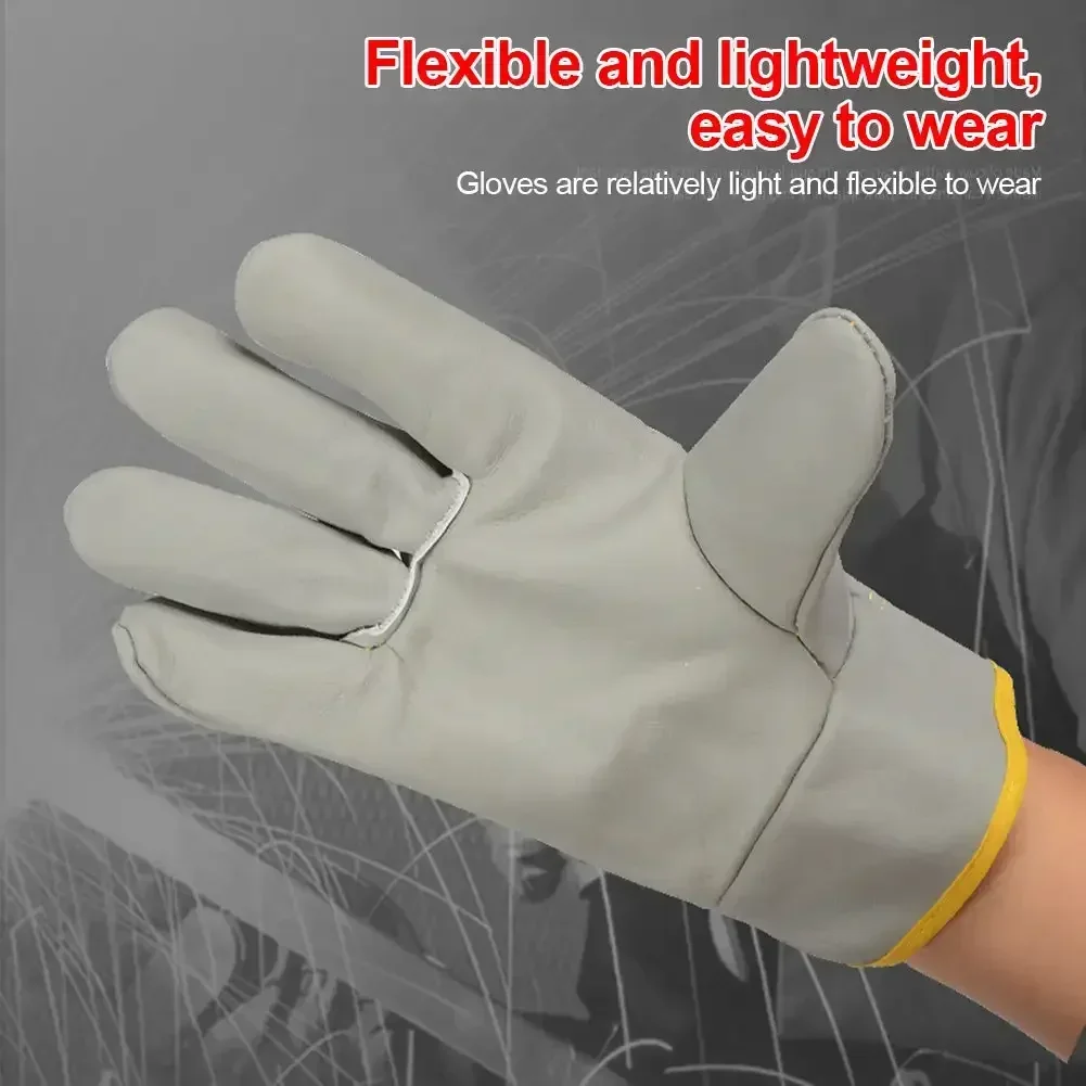 1 Pair Short All-Cowhide Electric Welding Driver Protective Gloves Heat Insulation Wear Resistance Industrial Protection Tools