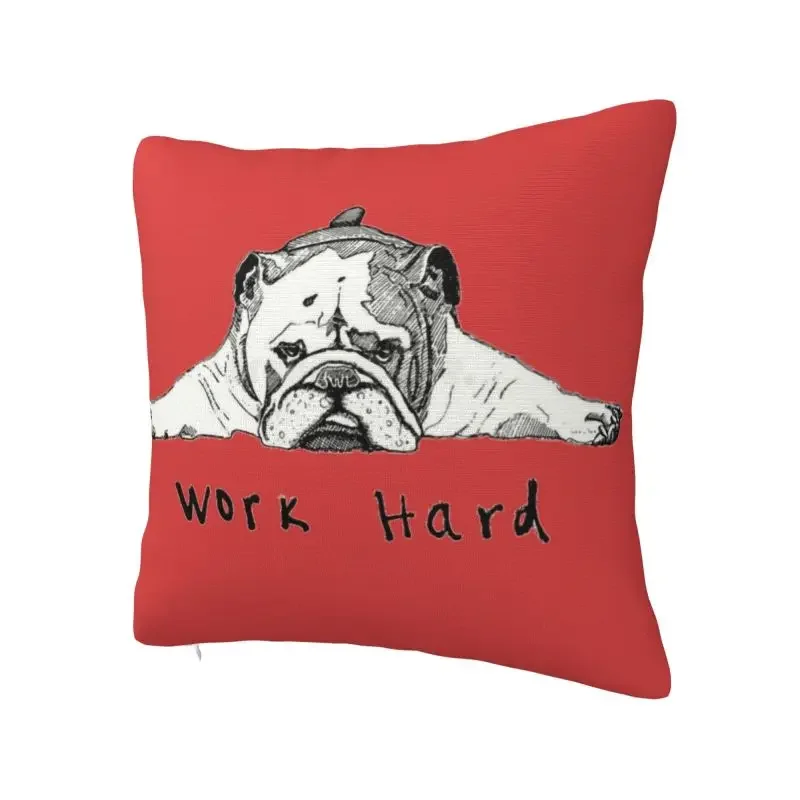 Funny French Bulldog Hard Work Luxury Pillow Cover Home Decorative Cute Dog Puppy Sofa Cushion