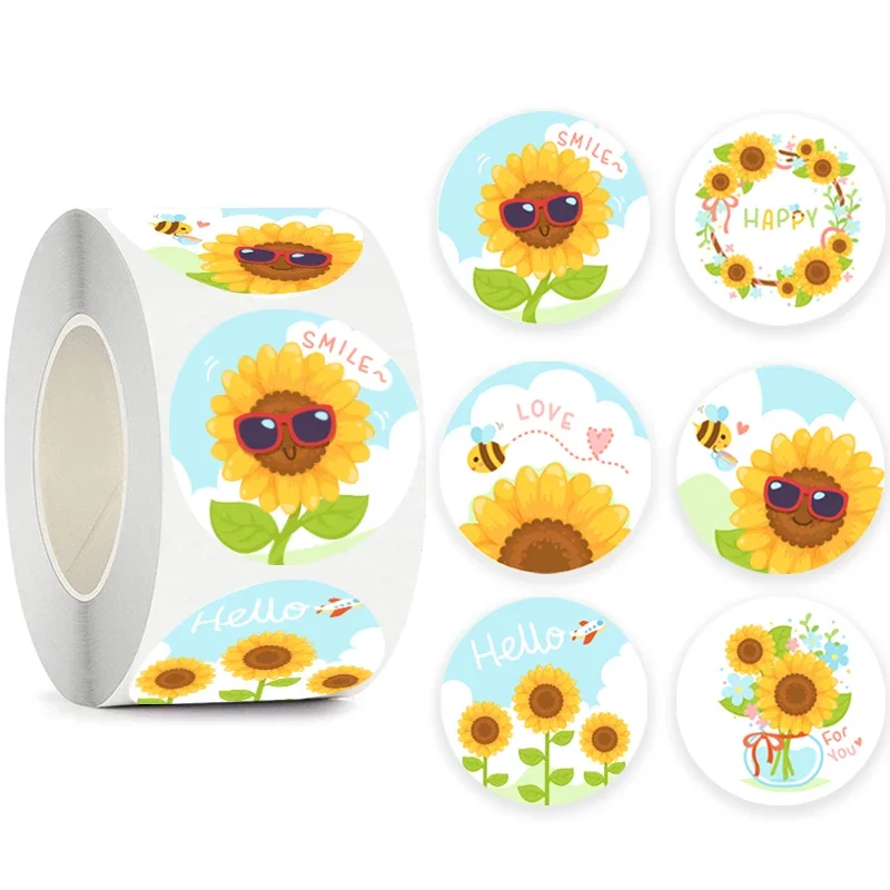 500pcs Sunflower Flowers Stickers Thank You Sticker Sealing Label for Business Handmade Baking Cake Kid Party Gift Decor Sticker