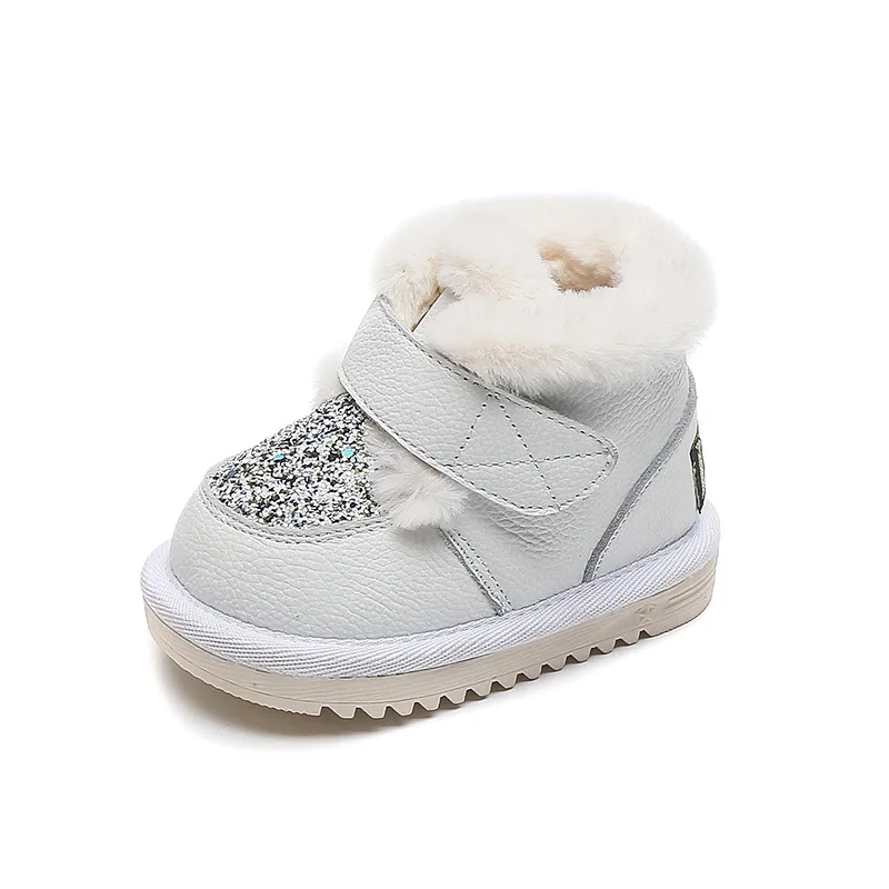 Brand Girl Boot Autumn New Fashion Girl Shoe Cowhide Super Soft Baby Shoe with Thick Velvet Walking Shoe Anti Slip Kid Snow Boot