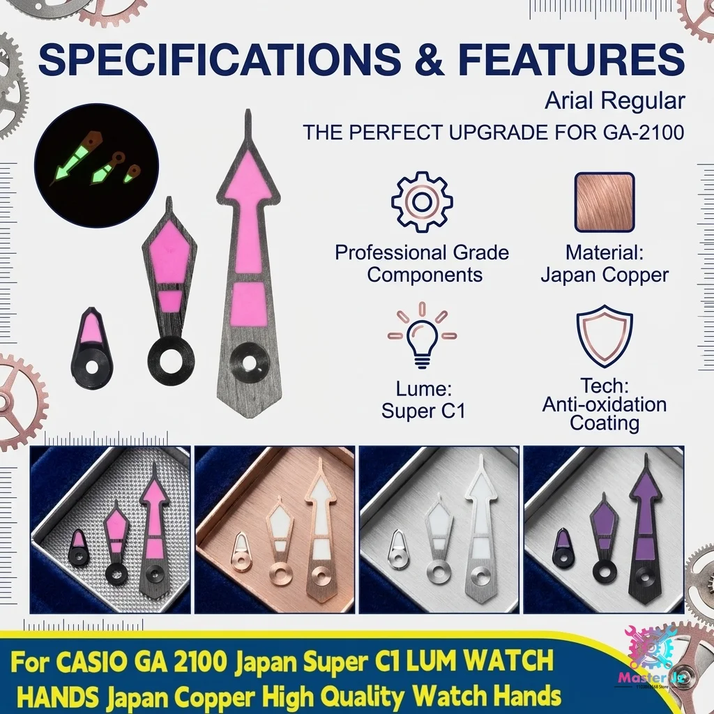 Luxuriöse Tuna Style C1 Lume Uhrzeiger Modifikation für Casio GA2100 GA2110 Casioak Custom Metal Pointer Watch DIY Modifikations-Kit