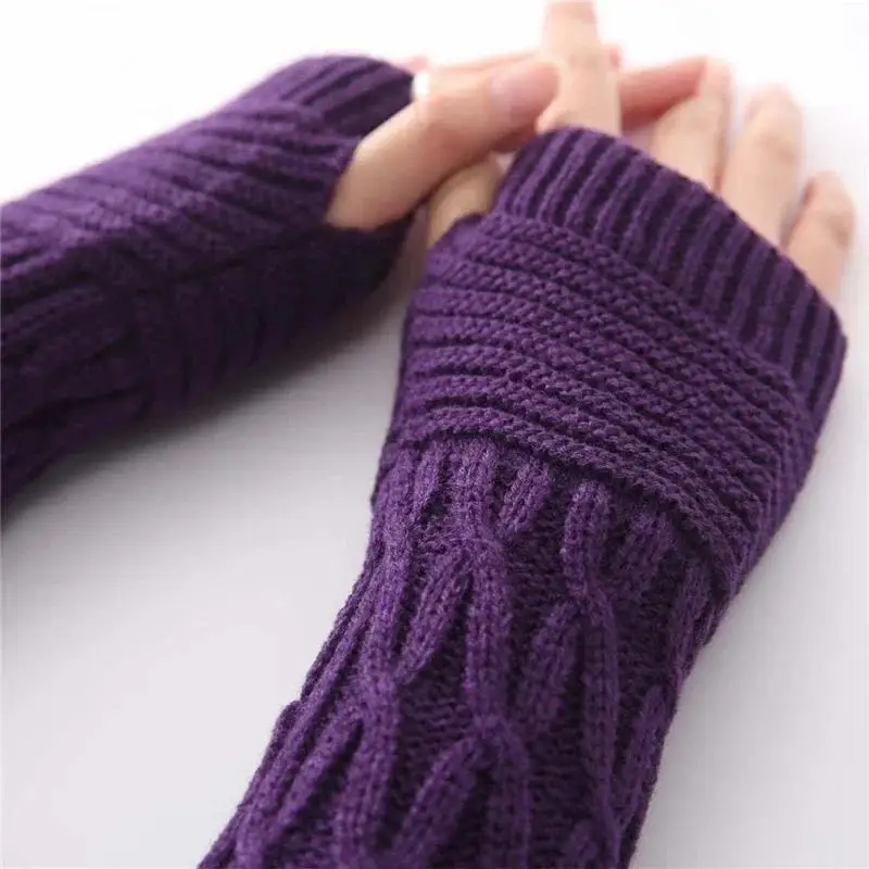 Fingerlose Strickhandschuhe für Damen – Winter-Armwärmer im Gothic-Punk-Stil für Freizeitkleidung
