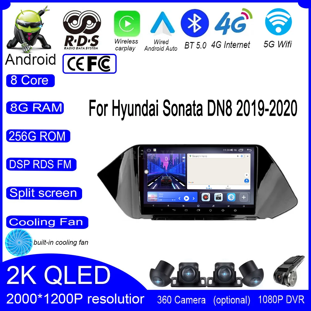 

9 lnch For Hyundai Sonata DN8 2019-2020 Android 14 QLED Screen Car Multimedia Player Video GPS Navigation Carplay Stereo Auto