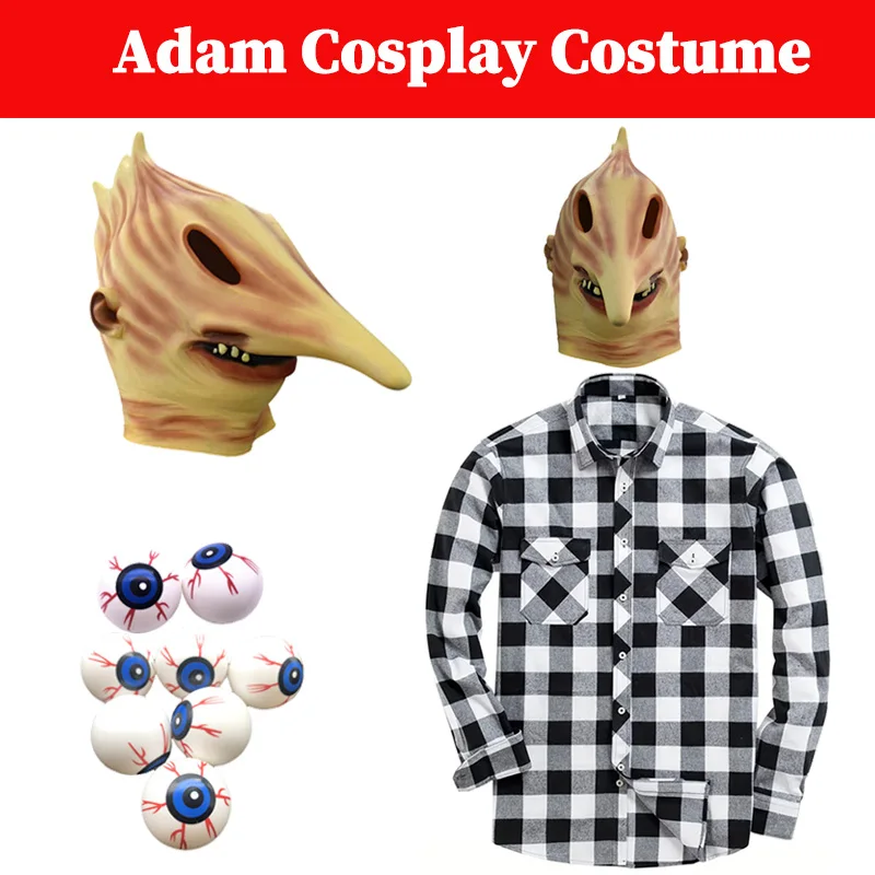 Adam Costume Tops Headgear Eyes Costume Movie Insect Beelta Disguise Men Plaid Shirt Mask Helmet Halloween Party Suits Dress Up